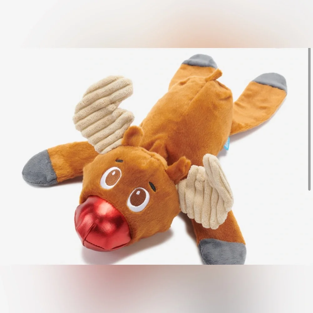 Bark box Rudy Reindeer L dog toy squeaks & crinkles NEW